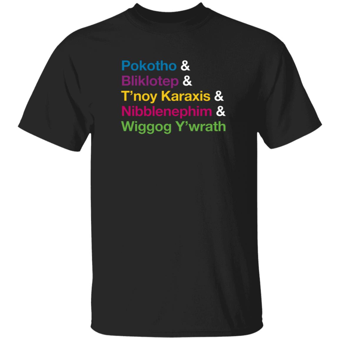 Team Starkid Merch Pokoth Bliklotep T'noy Karaxis Nibblenephim Wiggog Y'wrath Shirt Nightmare Time Lords In Black Name Shirt